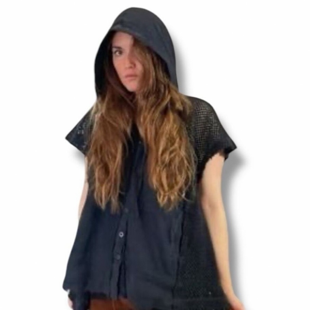 We The Free Black Hooded Cape Jacket - Picture 2 of 9